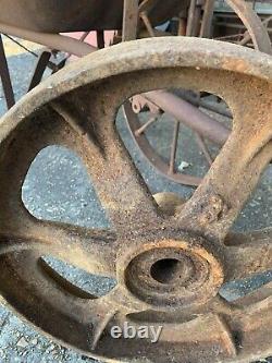 2 Vtg Matching Industrial Cart Steampunk Cast Iron 13.5 28 Lbs Each Wheels Hit