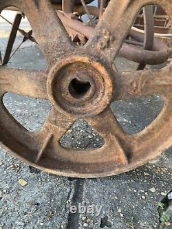 2 Vtg Matching Industrial Cart Steampunk Cast Iron 13.5 28 Lbs Each Wheels Hit
