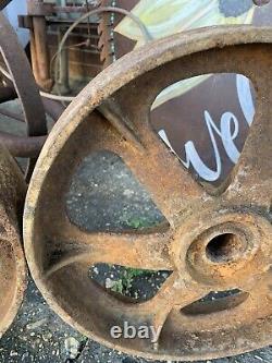 2 Vtg Matching Industrial Cart Steampunk Cast Iron 13.5 28 Lbs Each Wheels Hit