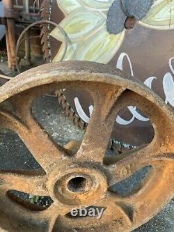 2 Vtg Matching Industrial Cart Steampunk Cast Iron 13.5 28 Lbs Each Wheels Hit