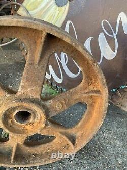 2 Vtg Matching Industrial Cart Steampunk Cast Iron 13.5 28 Lbs Each Wheels Hit