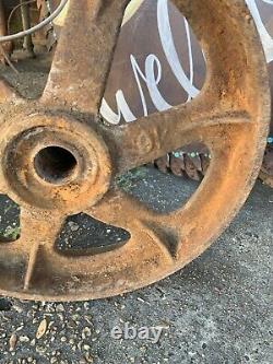 2 Vtg Matching Industrial Cart Steampunk Cast Iron 13.5 28 Lbs Each Wheels Hit