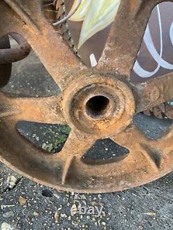 2 Vtg Matching Industrial Cart Steampunk Cast Iron 13.5 28 Lbs Each Wheels Hit
