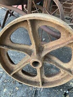 2 Vtg Matching Industrial Cart Steampunk Cast Iron 13.5 28 Lbs Each Wheels Hit