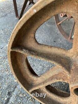 2 Vtg Matching Industrial Cart Steampunk Cast Iron 13.5 28 Lbs Each Wheels Hit