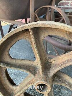 2 Vtg Matching Industrial Cart Steampunk Cast Iron 13.5 28 Lbs Each Wheels Hit