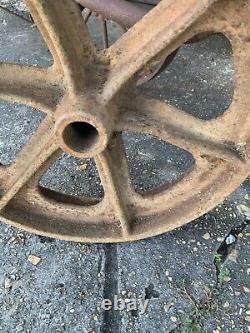 2 Vtg Matching Industrial Cart Steampunk Cast Iron 13.5 28 Lbs Each Wheels Hit