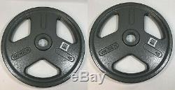 2 Weider 45 lb Olympic Cast Iron Plate 2 90 Pound Total Set Barbell Weight