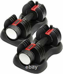 2pcs Adjustable Dumbbells Set Pair 50lbs Weights of 2 Exercises Home Gym Workout