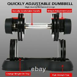 2pcs Adjustable Dumbbells Set Pair 50lbs Weights of 2 Exercises Home Gym Workout