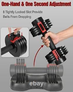 2pcs Adjustable Dumbbells Set Pair 50lbs Weights of 2 Exercises Home Gym Workout
