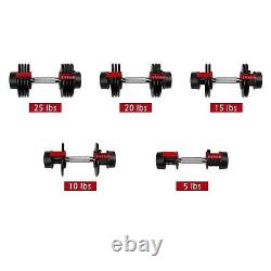 2pcs Adjustable Dumbbells Set Pair 50lbs Weights of 2 Exercises Home Gym Workout