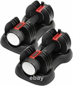 2pcs/Set Adjustable Dumbbells Pair 50lbs Weights of 2 Exercises Home Gym Workout