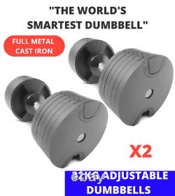 2x Adjustable Dumbbell Weights (4.4-70.5 lb / 2-32 kg) Single Sync Set Gym PAIR