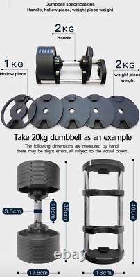 2x Adjustable Dumbbell Weights (4.4-70.5 lb / 2-32 kg) Single Sync Set Gym PAIR