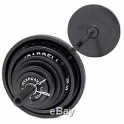 300-lb Cast Iron Olympic Weight Set Barbell Strength Training (Includes 7' Bar)