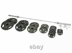 300 lb Olympic Weight Set. 45 lb 7' Chrome Barbell Collars 14 Plate Weights NEW