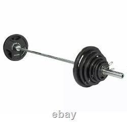 300 lb Olympic Weight Set. 45 lb 7' Chrome Barbell Collars 14 Plate Weights NEW