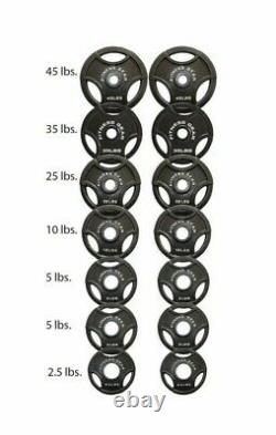 300 lb Olympic Weight Set. 45 lb 7' Chrome Barbell Collars 14 Plate Weights NEW