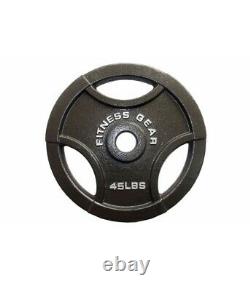 300 lb Olympic Weight Set. 45 lb 7' Chrome Barbell Collars 14 Plate Weights NEW