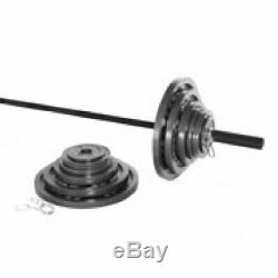 300 lbs CAST IRON OLYMPIC WEIGHT SET 7 ft Bar Grip Plates Lifting Collars Gym