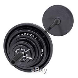 300 lbs. Olympic Bar and Weights Set Barbell Plates Bench Press Dead Lift Squat