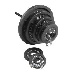 300lbs Weight Set 2 Olympic Grip Plates With 7ft Bar Cast Iron Lifting Barbell