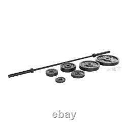 300lbs Weight Set 2 Olympic Grip Plates With 7ft Bar Cast Iron Lifting Barbell