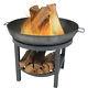 30 In Round Cast Iron Fire Pit Bowl With Built-in Log Rack By Sunnydaze