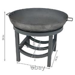 30 in Round Cast Iron Fire Pit Bowl with Built-In Log Rack by Sunnydaze