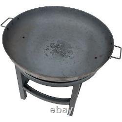 30 in Round Cast Iron Fire Pit Bowl with Built-In Log Rack by Sunnydaze