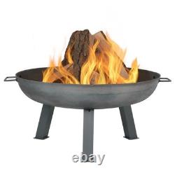 30 in Rustic Cast Iron Outdoor Raised Fire Pit Bowl Steel by Sunnydaze