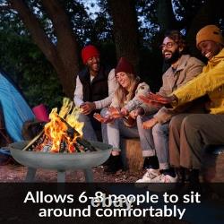 30 in Rustic Cast Iron Outdoor Raised Fire Pit Bowl Steel by Sunnydaze