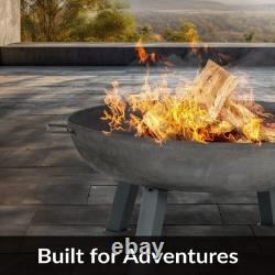 30 in Rustic Cast Iron Outdoor Raised Fire Pit Bowl Steel by Sunnydaze