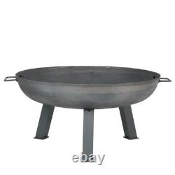 30 in Rustic Cast Iron Outdoor Raised Fire Pit Bowl Steel by Sunnydaze