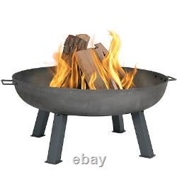 34 in Rustic Cast Iron Fire Pit Bowl with Stand Steel by Sunnydaze
