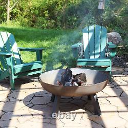 34 in Rustic Cast Iron Fire Pit Bowl with Stand Steel by Sunnydaze