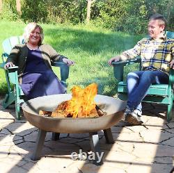 34 in Rustic Cast Iron Fire Pit Bowl with Stand Steel by Sunnydaze