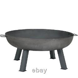 34 in Rustic Cast Iron Fire Pit Bowl with Stand Steel by Sunnydaze