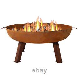 34 in Rustic Cast Iron Fire Pit Bowl with Stand by Sunnydaze