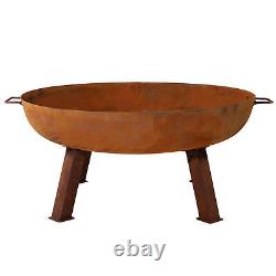 34 in Rustic Cast Iron Fire Pit Bowl with Stand by Sunnydaze