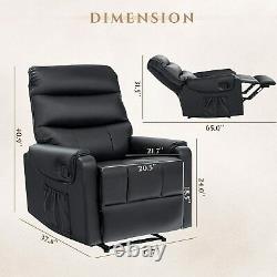 350LB heavy duty Recliner Sofa Chair with heat and massage Cup Holder Leather RC