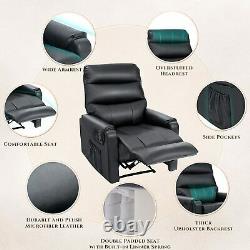 350LB heavy duty Recliner Sofa Chair with heat and massage Cup Holder Leather RC