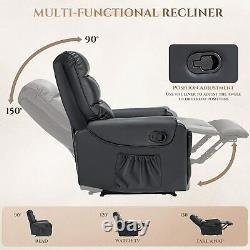 350LB heavy duty Recliner Sofa Chair with heat and massage Cup Holder Leather RC