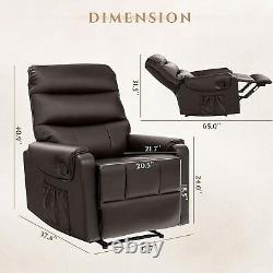 350LB heavy duty Recliner Sofa Chair with heat and massage Cup Holder Leather RC