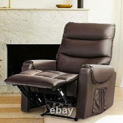 350LB heavy duty Recliner Sofa Chair with heat and massage Cup Holder Leather RC