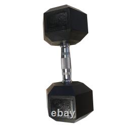 35LB Solid Cast Iron Dumbbell Rubber Coated with Chrome Handle Hexagon Weight