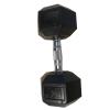 35lb Solid Cast Iron Dumbbell Rubber Coated With Chrome Handle Hexagon Weight