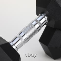 35LB Solid Cast Iron Dumbbell Rubber Coated with Chrome Handle Hexagon Weight