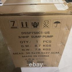 3/4HP 4600GPH Sump Pump, Submersible Cast Iron and Stainless Steel Sump Pump